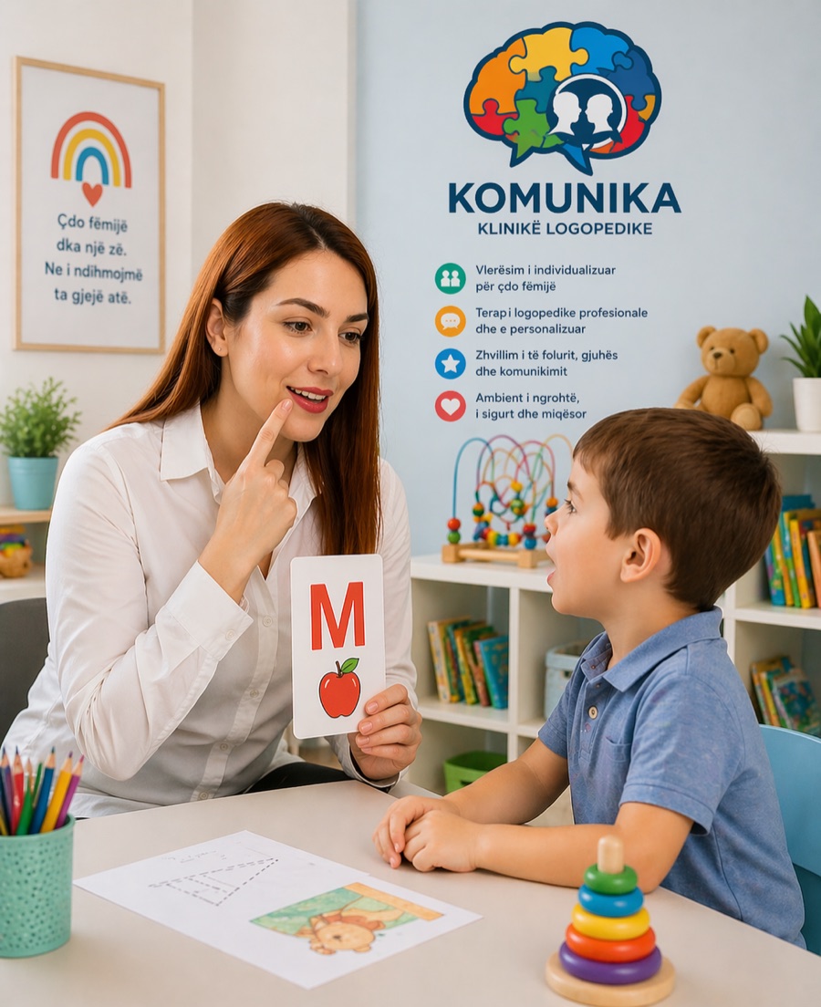 Logopedja gjatë një seance me një fëmijë në KOMUNIKA